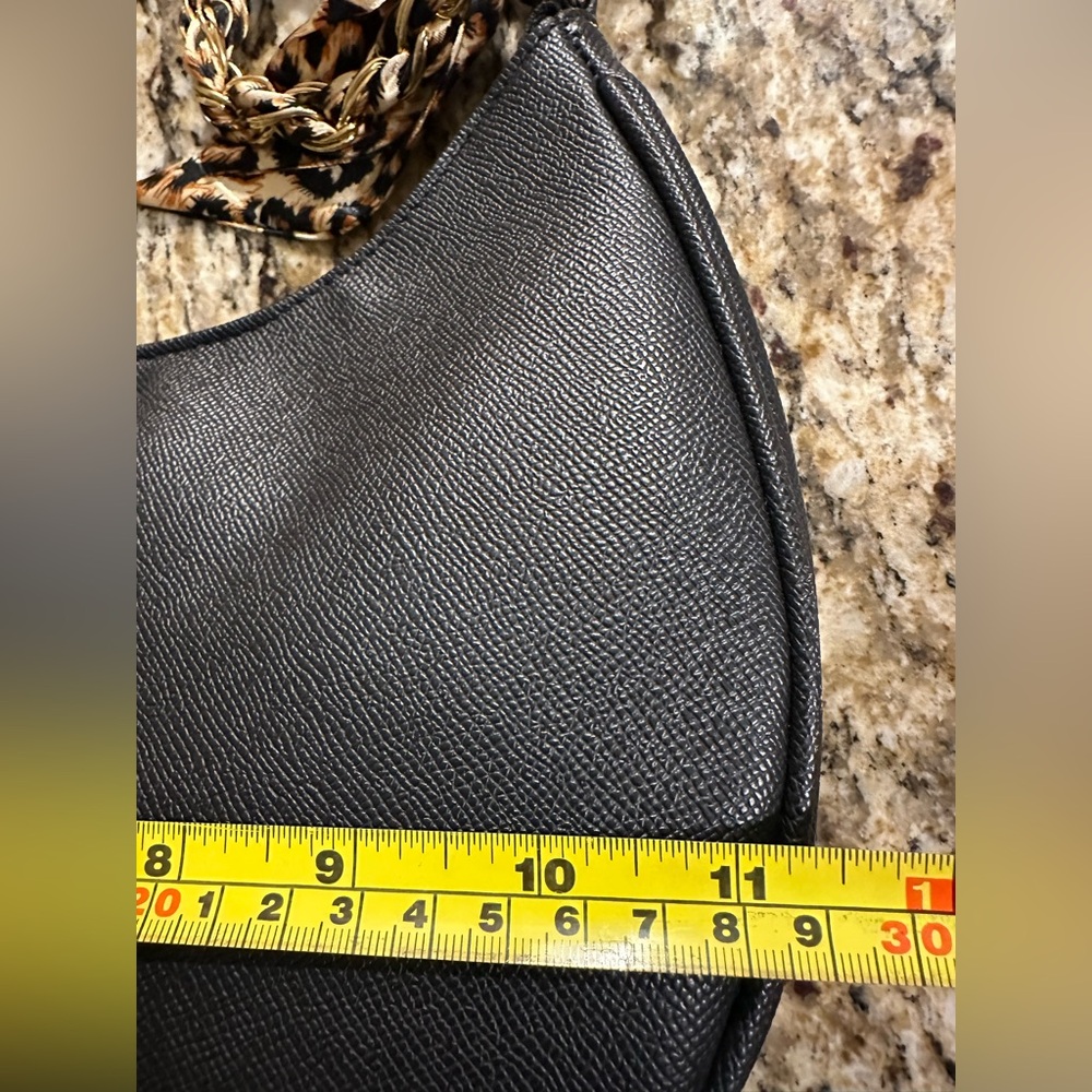 Bebe Black Shoulder Bag/tote with Leopard Scarf Detail - Picture 11 of 12